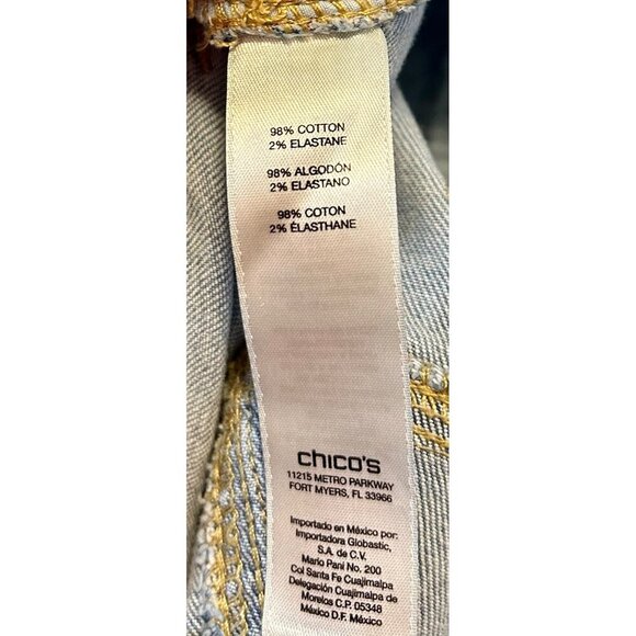 Women's Chico's Platinum Skimmer Denim Ankle Jeans Sz 0.5/US Size 6 Floral Embro - Picture 12 of 12